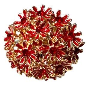 Spherical flower ring with accents and drip enamel finish